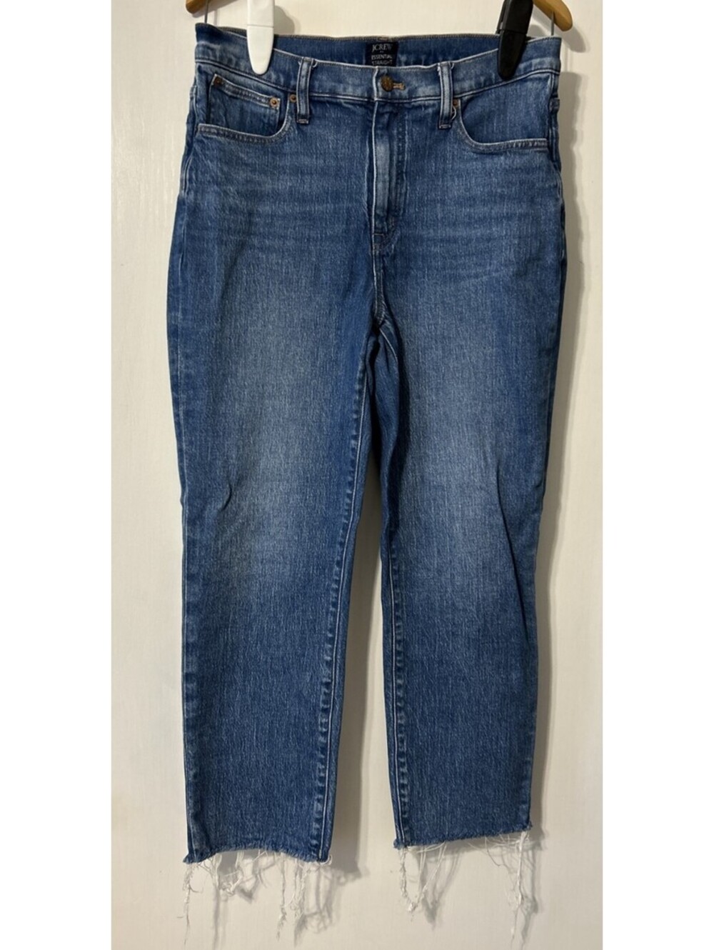 J Crew Essentials Straigh Leg Jeans Women's 30 - Raw Hem Medium Wash - Picture 1 of 8